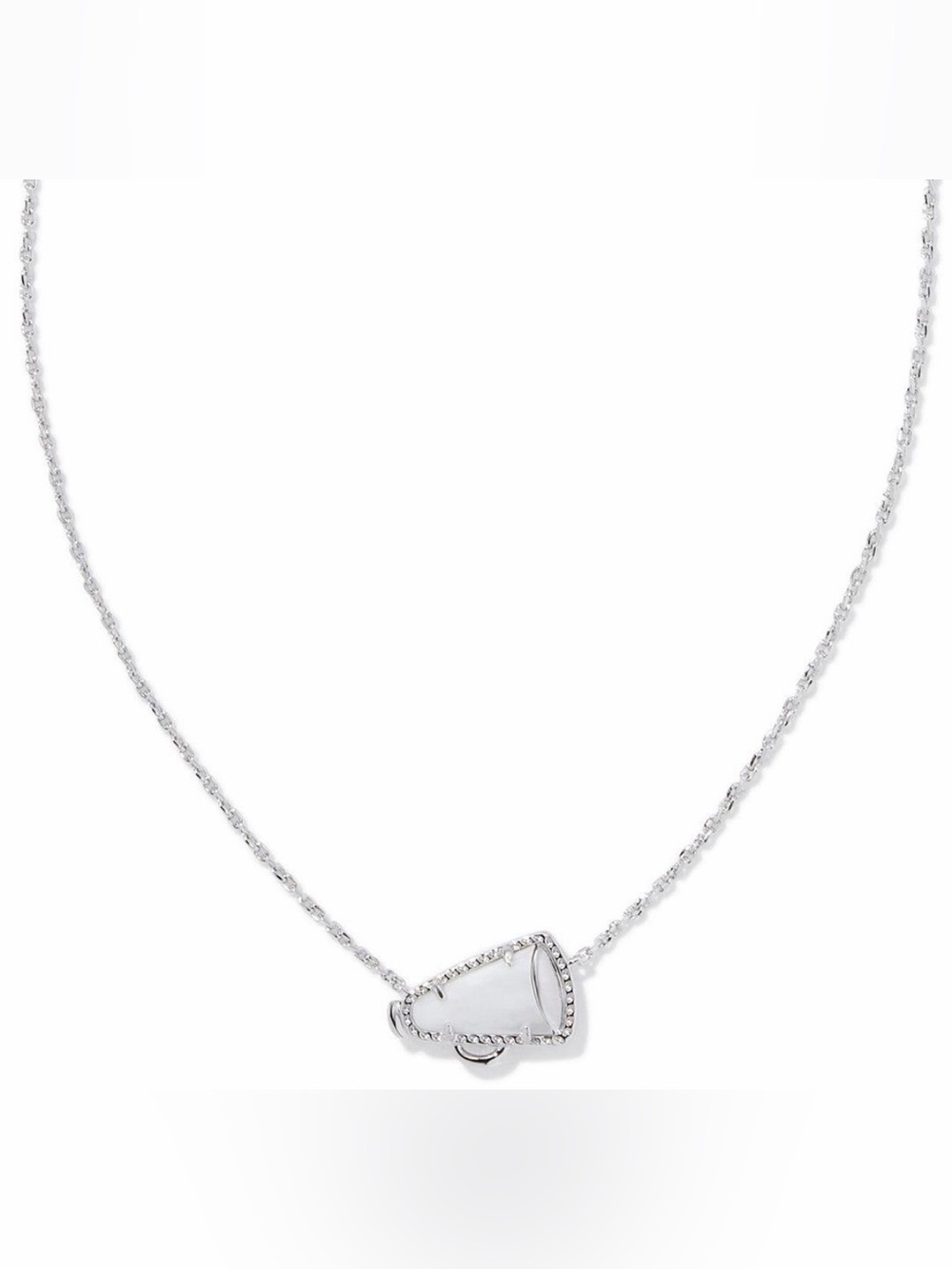 Kendra Scott Cheer Silver Short Pendant Necklace in White Mother of Pearl